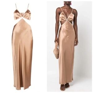 Reformation Poppies silk cutout maxi dress- bronze